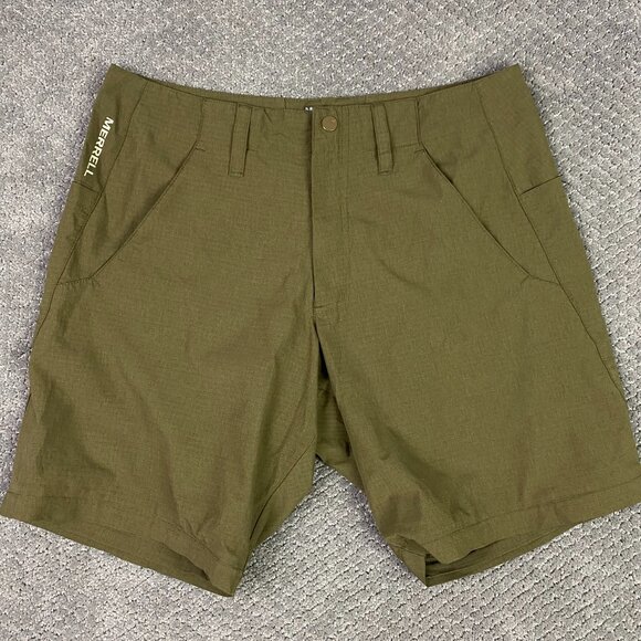 Merrell Shorts Men's 32 Olive Green Hiking Walking Outdoors Ripstop - Picture 1 of 12